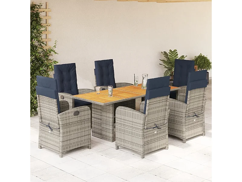 Nayo  7-delige Tuinset met kussens poly rattan beige