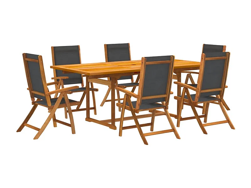 Yljo  Ensemble à Manger de jardin 7pcs bois d'acacia solide textilène