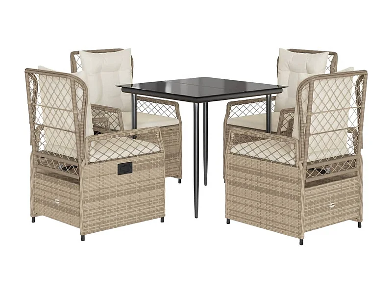 Zalan  Ensemble à manger de jardin avec coussins 5pcs Beige poly rotin