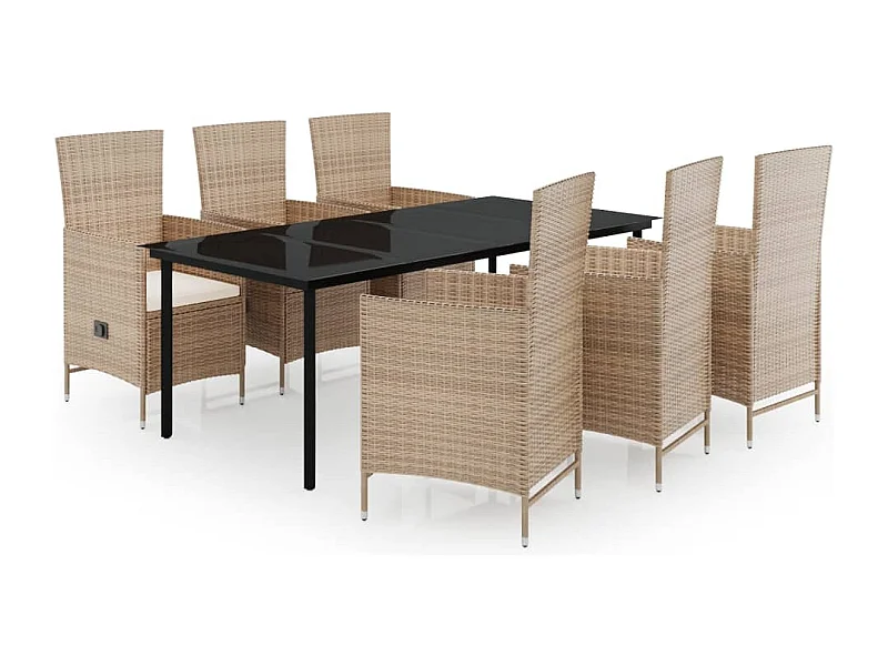 Serafino  7-delige Tuinset met kussens beige