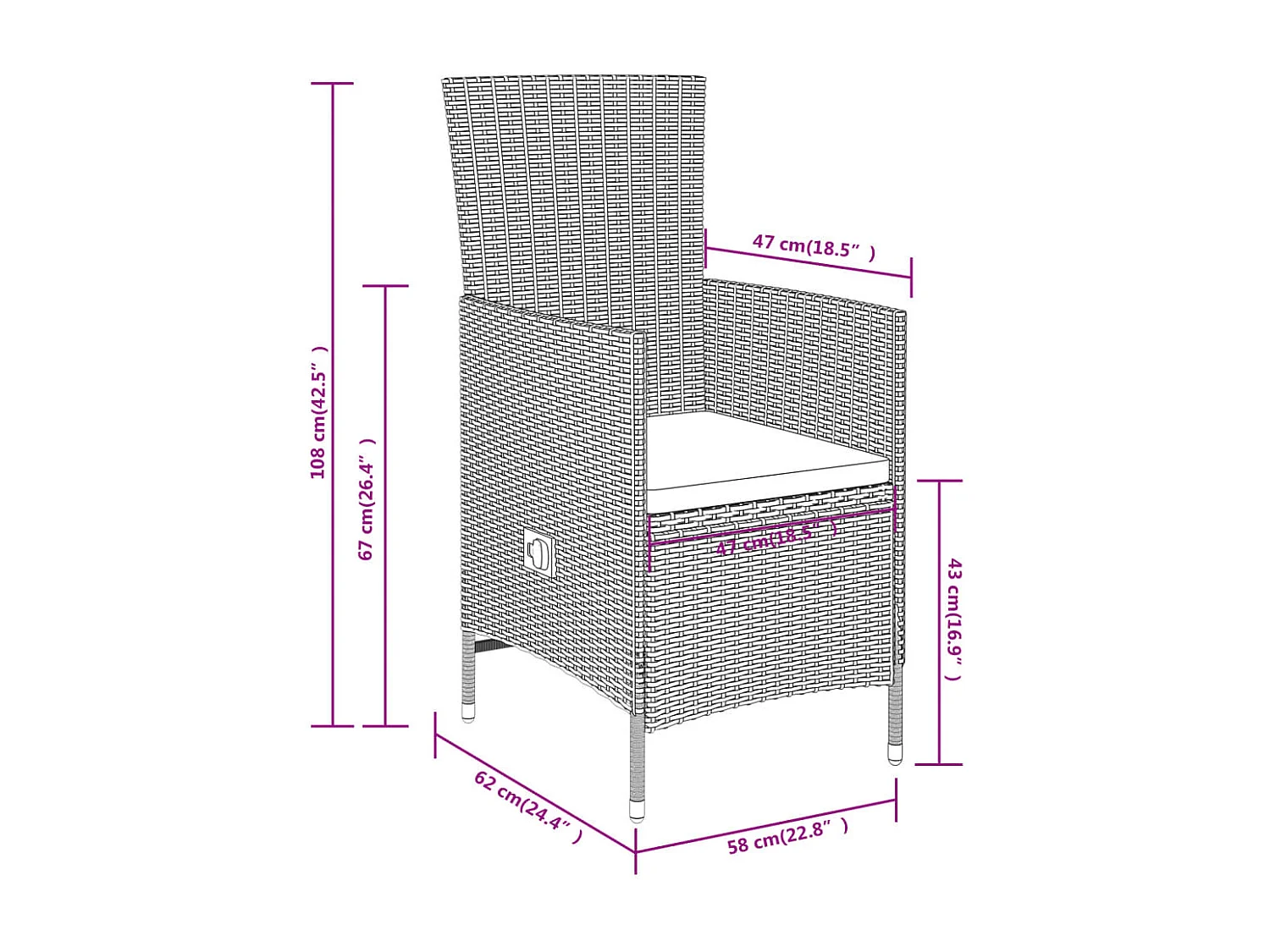 Serafino  7-delige Tuinset met kussens beige