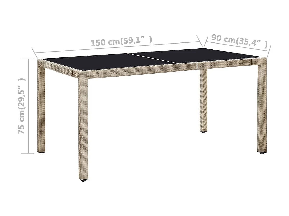 Bahae  7-delige Tuinset met kussens poly rattan beige