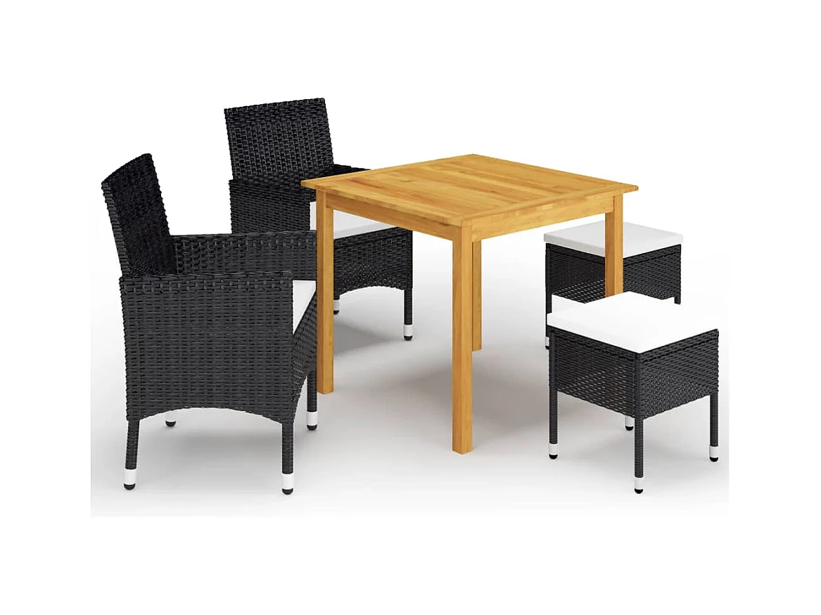 Benine  Ensemble à manger de jardin 5 pcs Noir