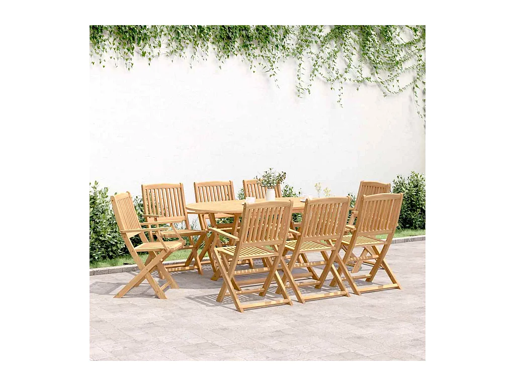 Elviira  Ensemble à manger de jardin 9 pcs bois d'acacia solide