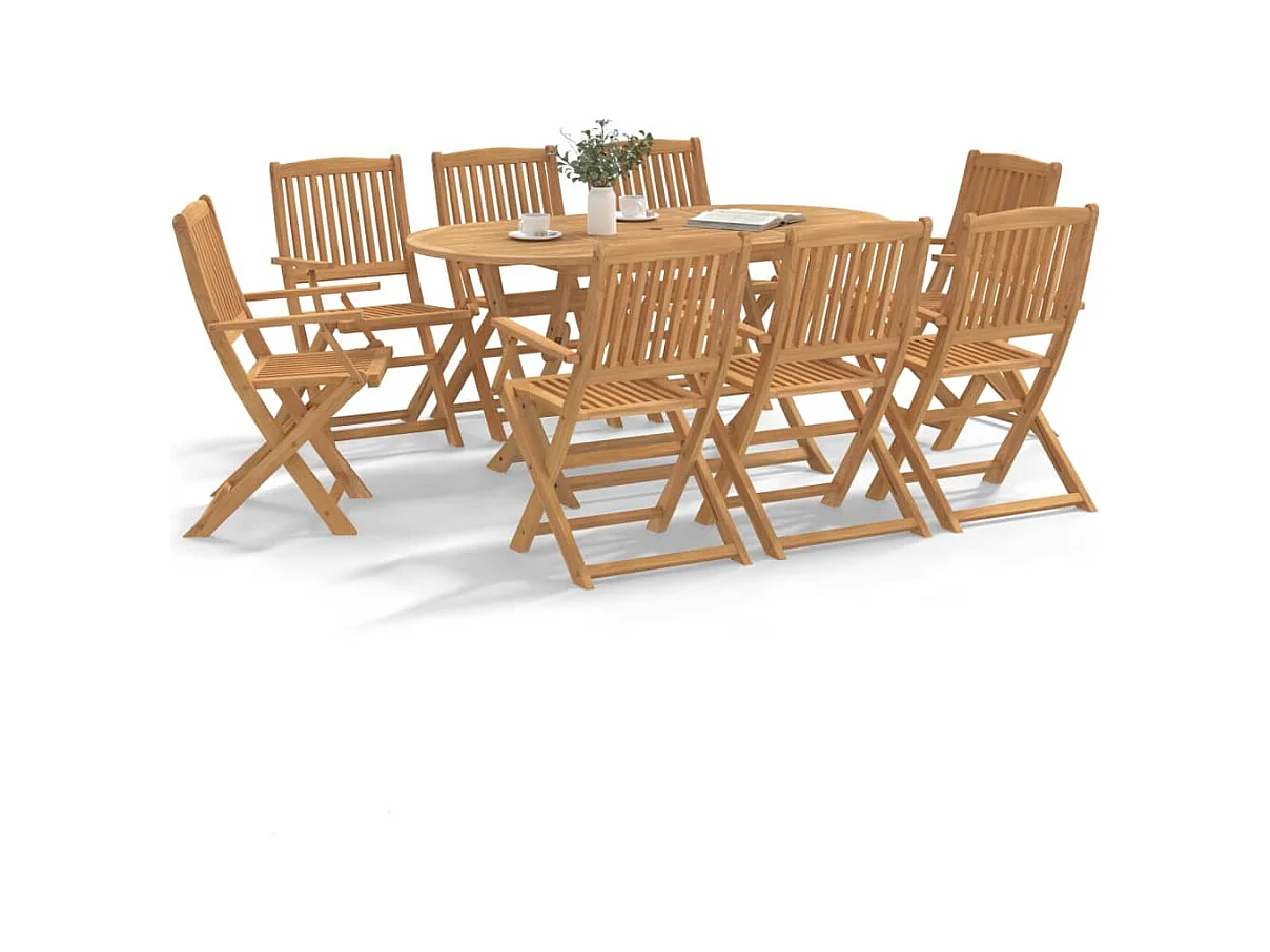 Elviira  Ensemble à manger de jardin 9 pcs bois d'acacia solide
