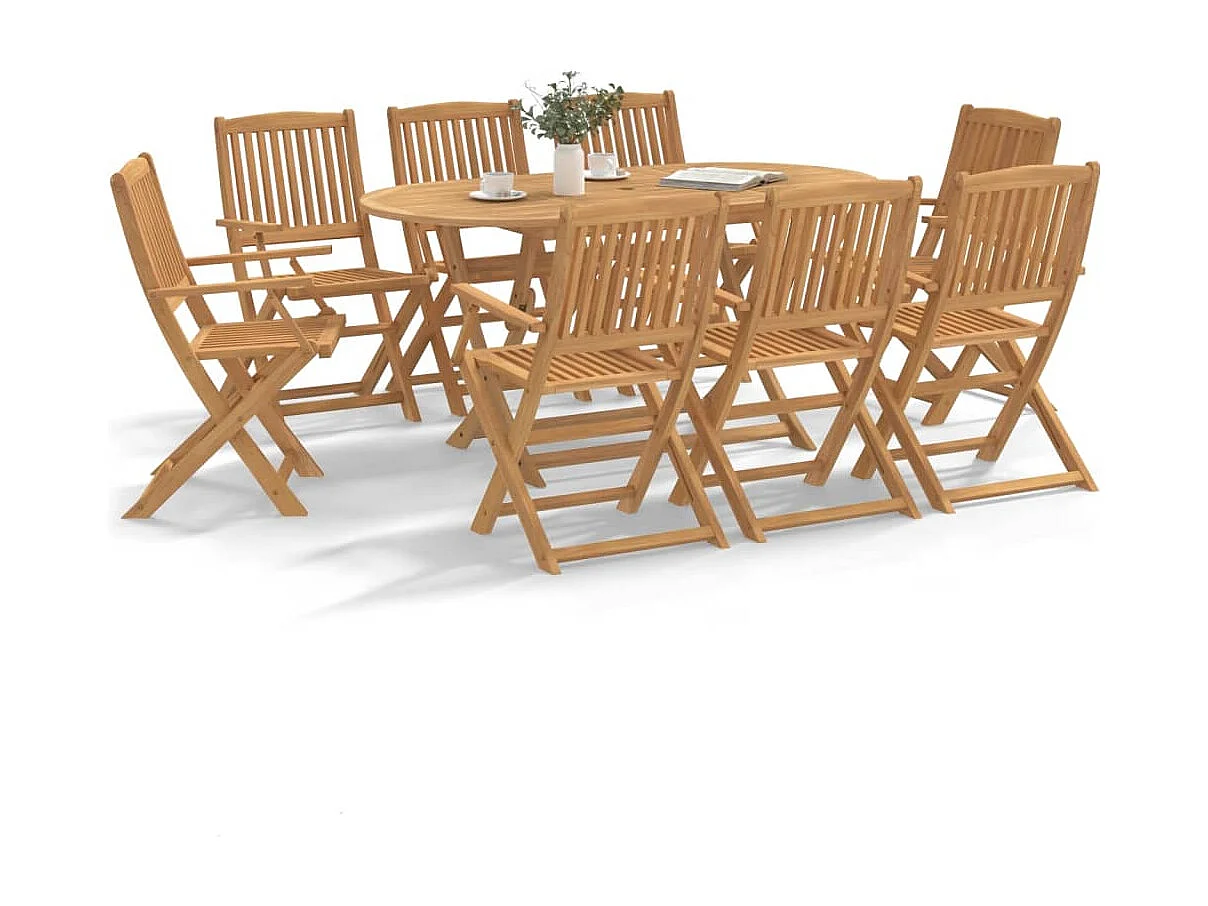 Elviira  Ensemble à manger de jardin 9 pcs bois d'acacia solide
