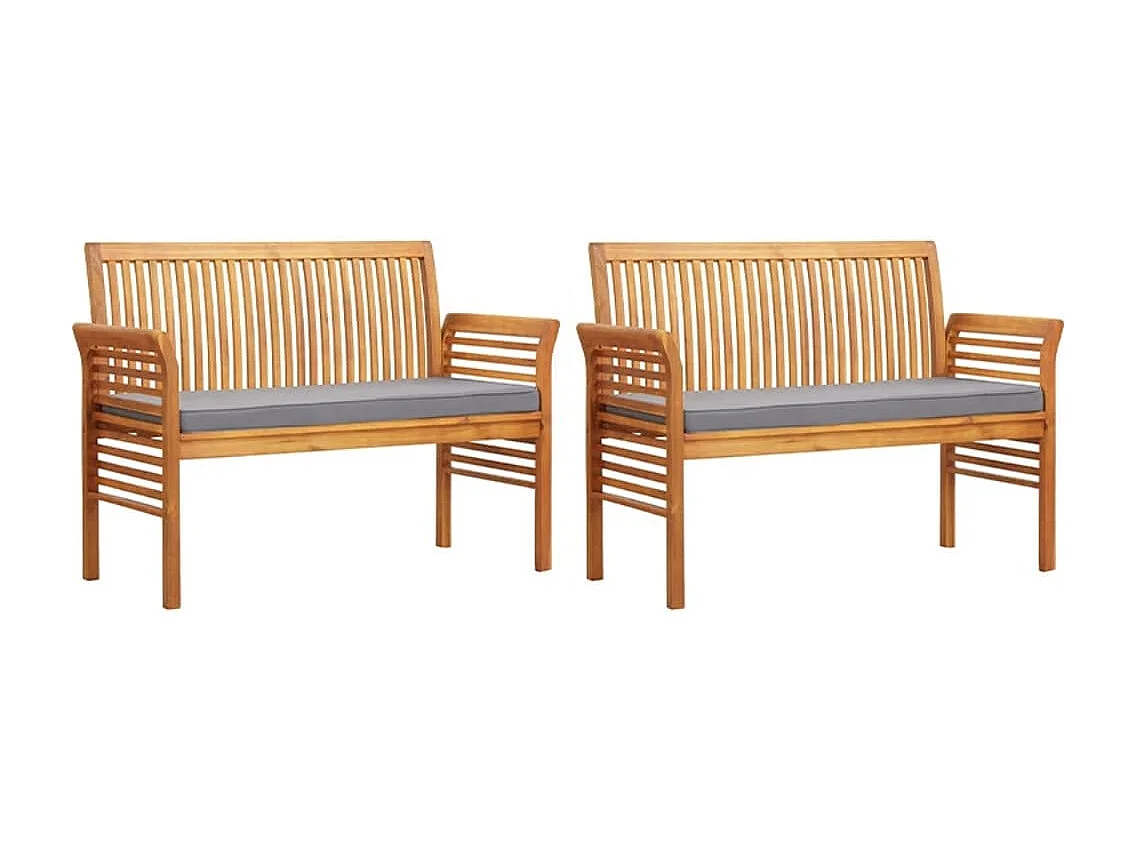 Bourges  Ensemble à manger d'extérieur 3 pcs et coussins Acacia solide