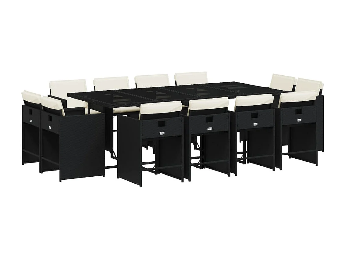 An Daingean  Ensemble à manger de jardin 13 pcs coussins noir résine tressée