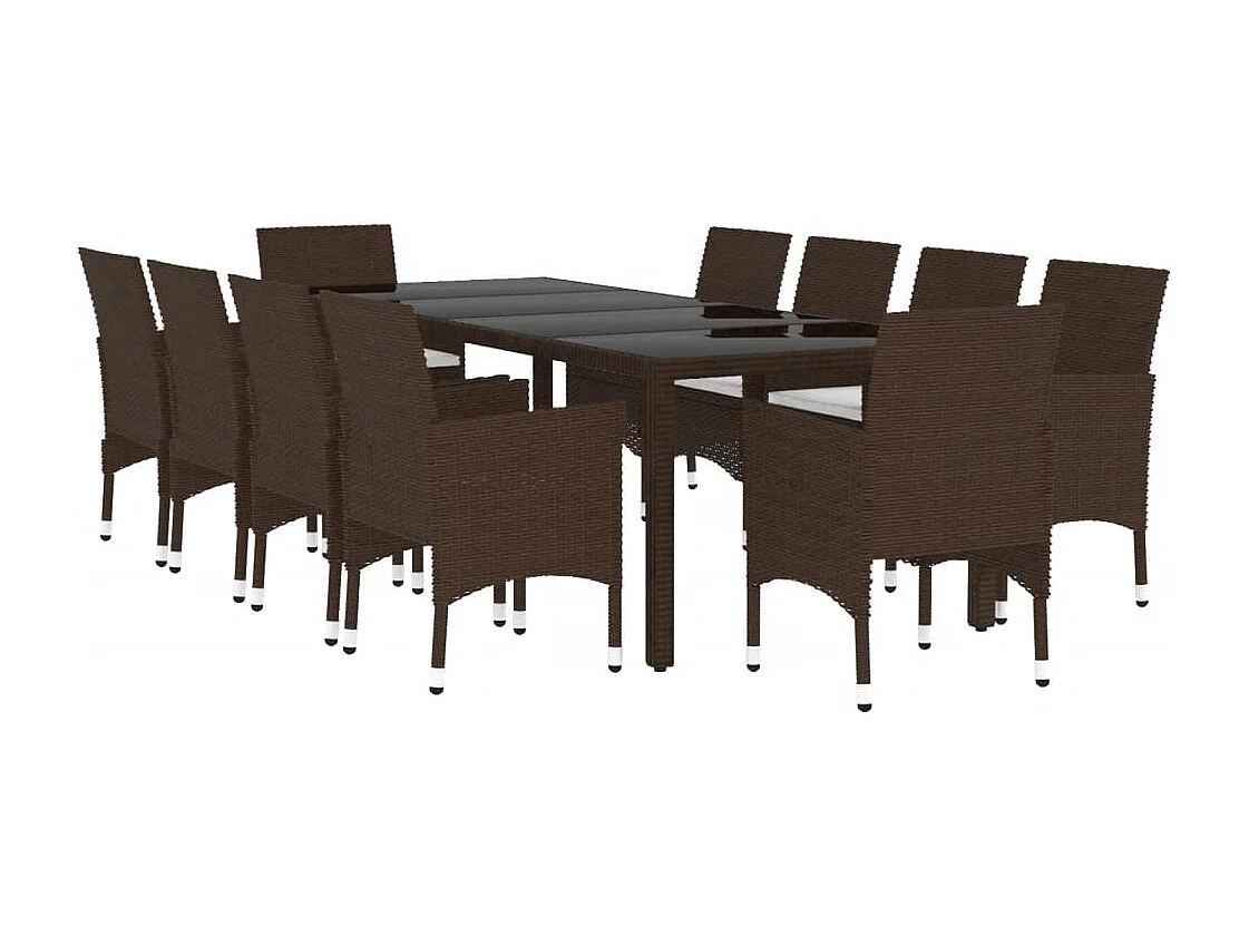 Havron  11-delige Tuinset poly rattan bruin