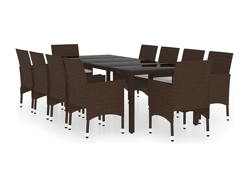 Havron  11-delige Tuinset poly rattan bruin