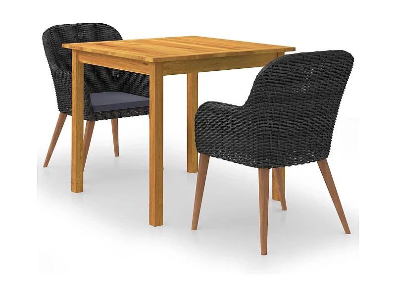 Garden Furniture -  Ensemble à manger de jardin 3 pcs Noir