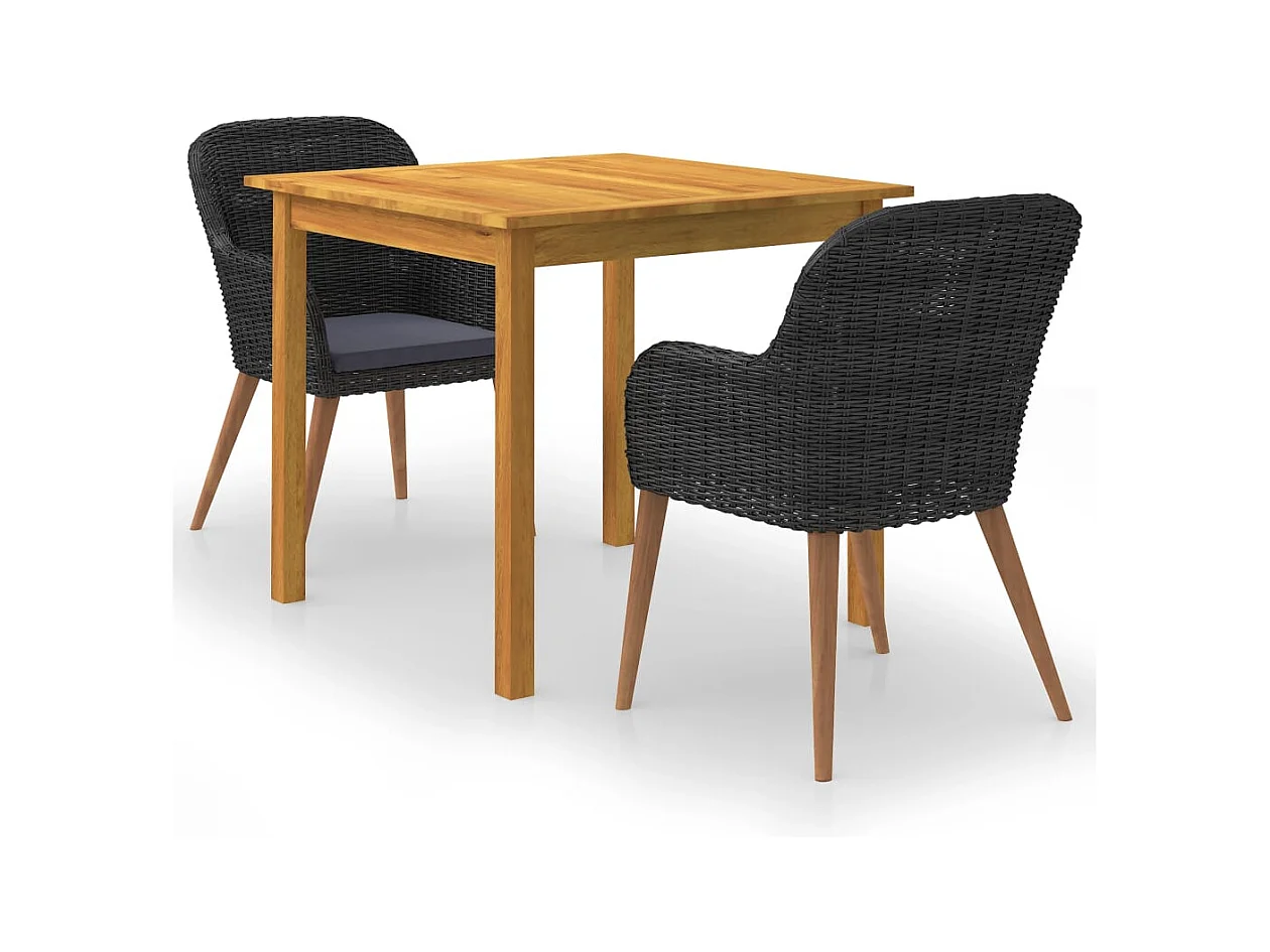 Garden Furniture -  Ensemble à manger de jardin 3 pcs Noir