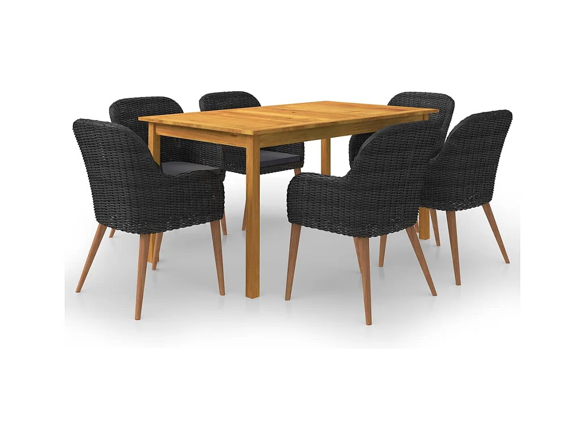 Brynvar  Ensemble à manger de jardin 7 pcs Noir