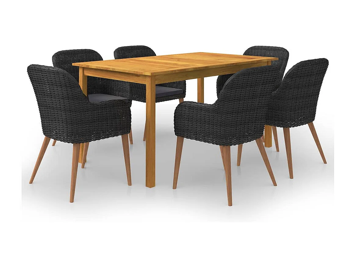 Brynvar  Ensemble à manger de jardin 7 pcs Noir