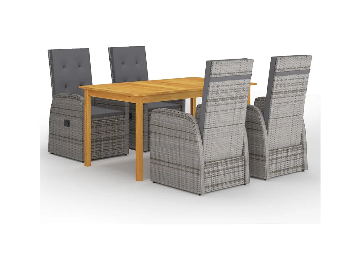 Qalren  Ensemble à manger de jardin 5 pcs Gris