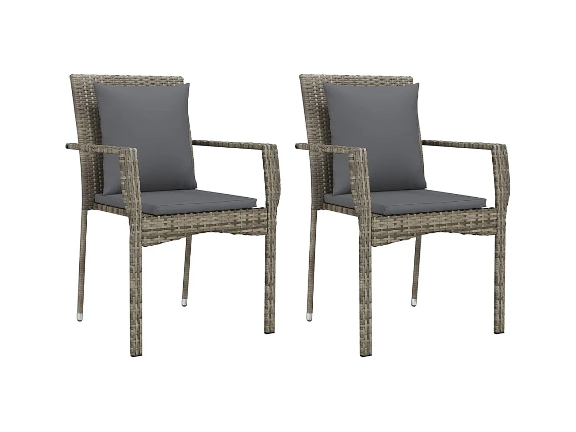 Chelan  Ensemble à manger jardin 3pcs avec coussins noir et gris