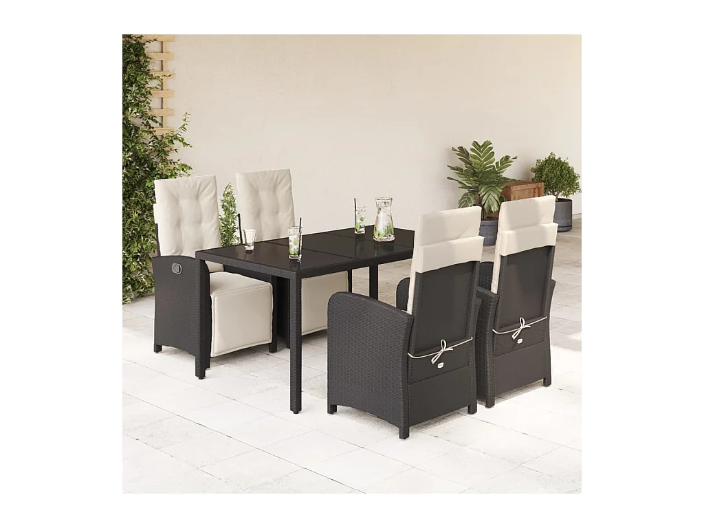 Hillside  5-delige Tuinset met kussens poly rattan zwart