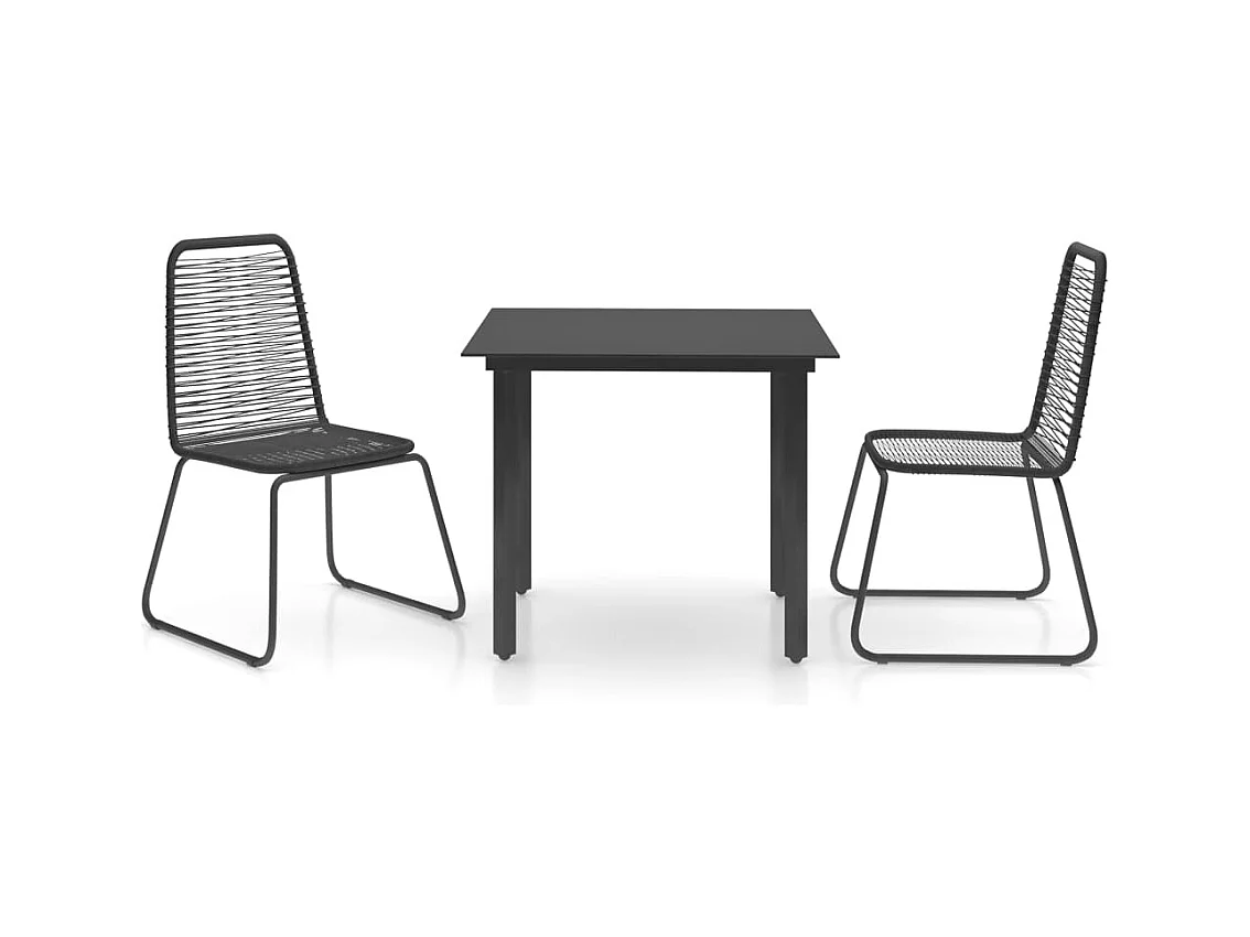 Fyrdar  Ensemble à manger de jardin 3 pcs PVC résine tressée noir