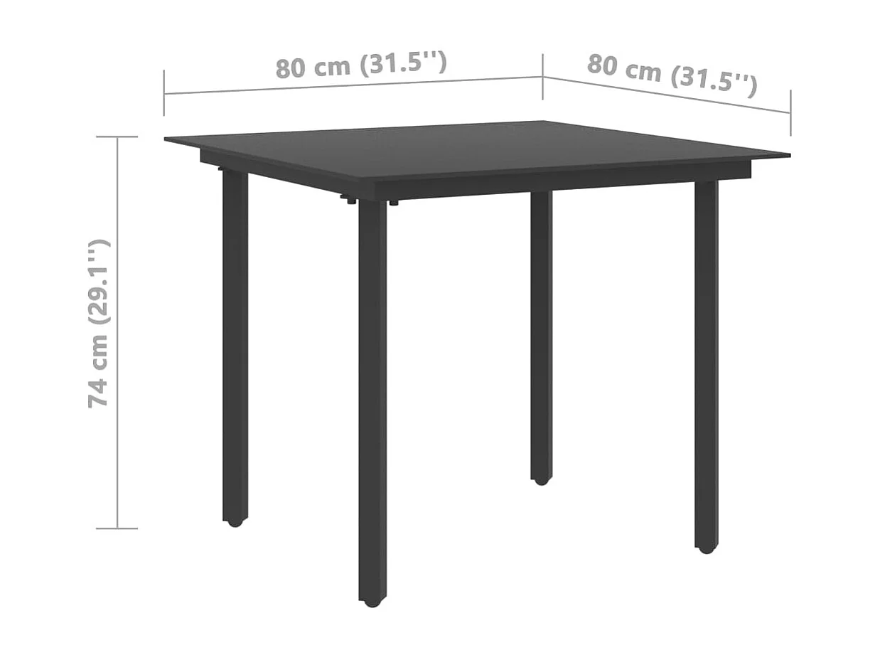 Fyrdar  Ensemble à manger de jardin 3 pcs PVC résine tressée noir
