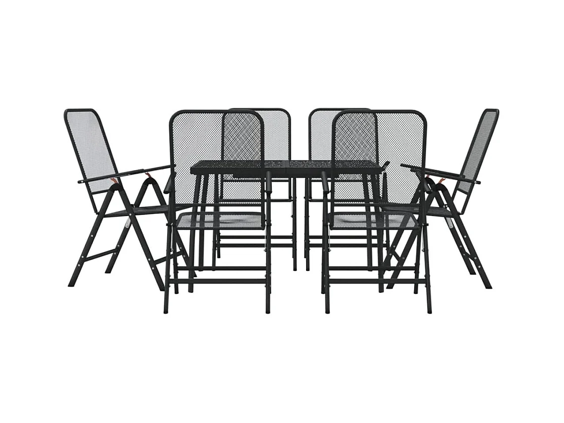 Jenneke  Ensemble à manger de jardin 7 pcs anthracite métal maille