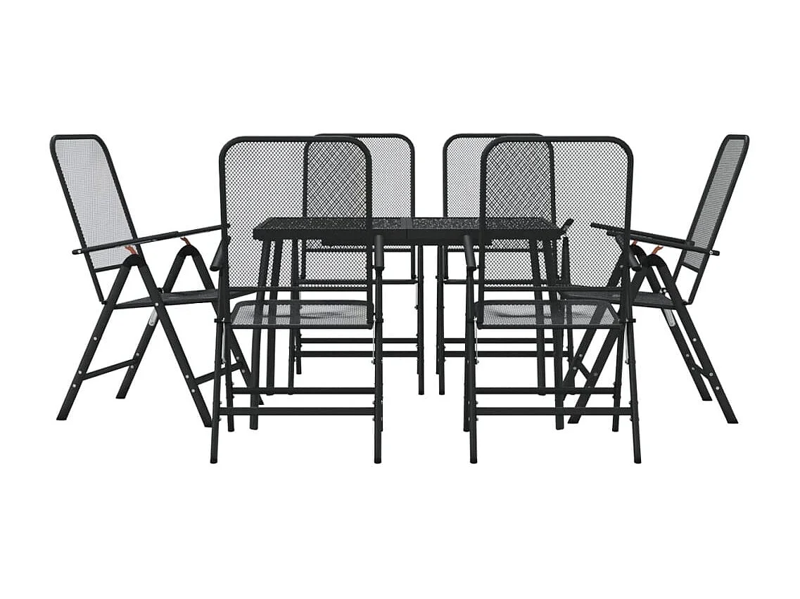 Jenneke  Ensemble à manger de jardin 7 pcs anthracite métal maille