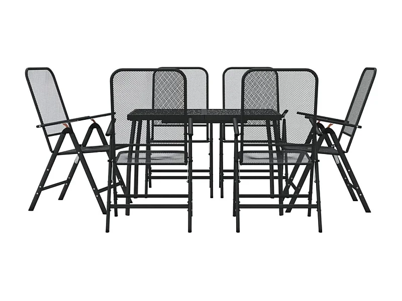 Jenneke  Ensemble à manger de jardin 7 pcs anthracite métal maille