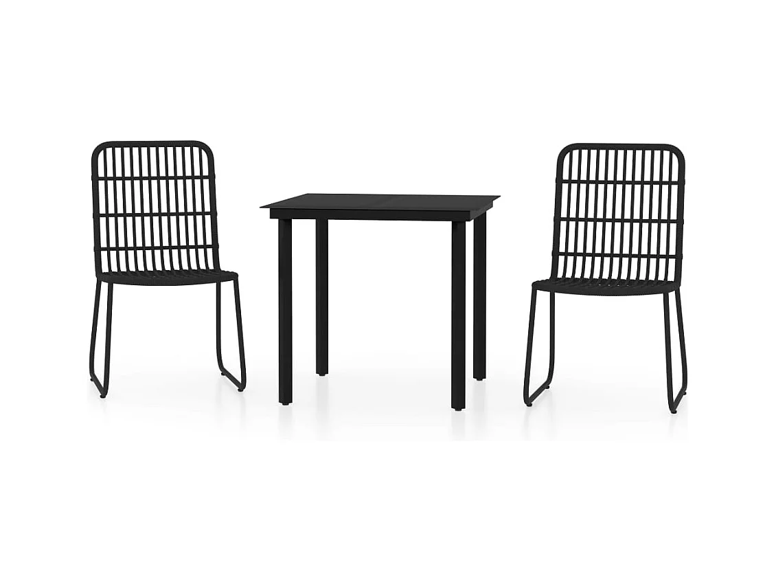 Welcome  Ensemble à manger de jardin 3 pcs Noir