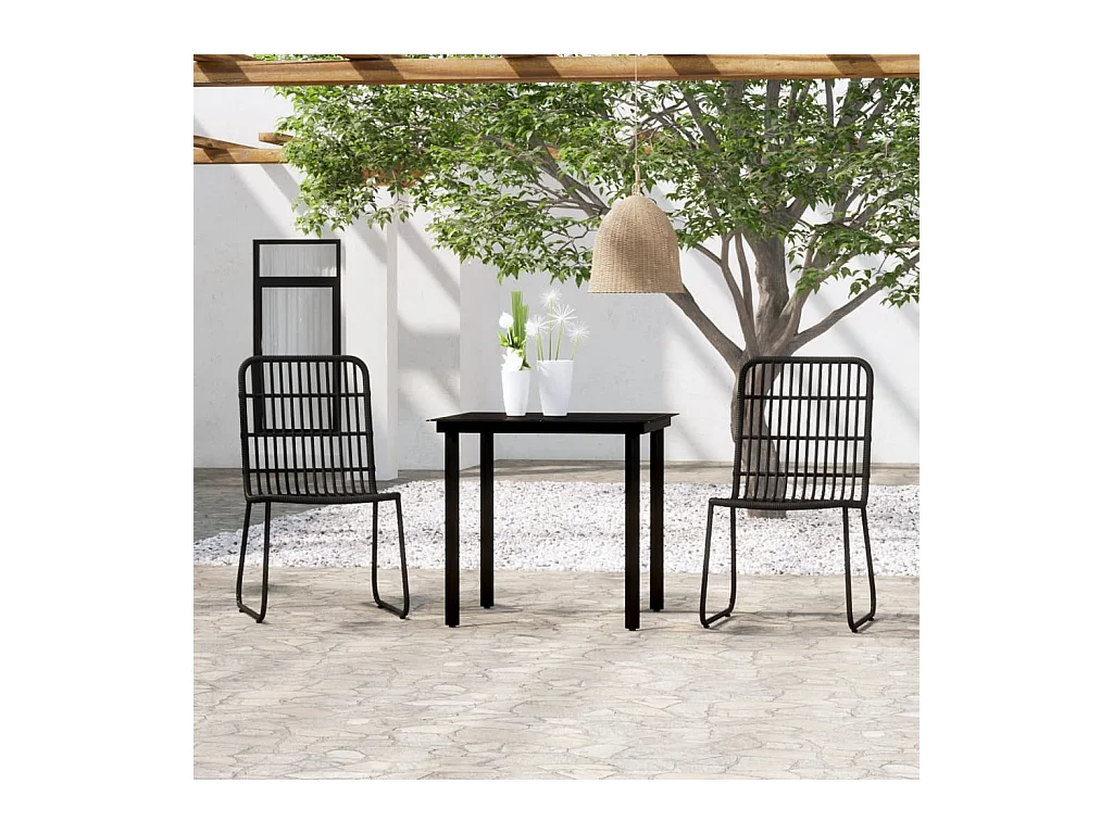 Welcome  Ensemble à manger de jardin 3 pcs Noir