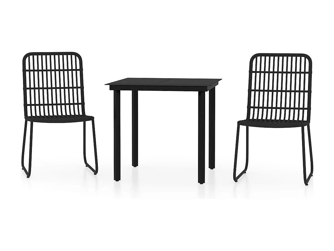 Welcome  Ensemble à manger de jardin 3 pcs Noir