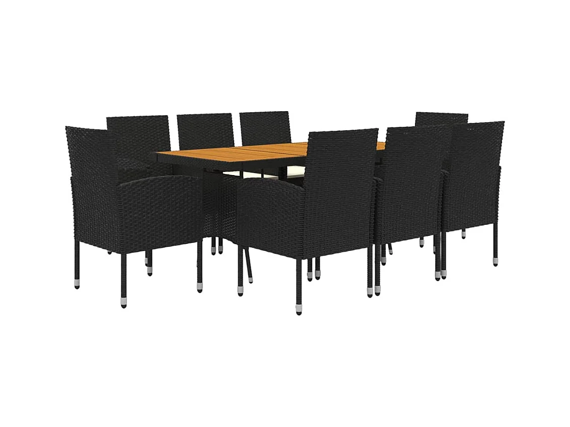 Georgetown idaXL Juego de comedor de jardín 9 piezas ratán sintético negro