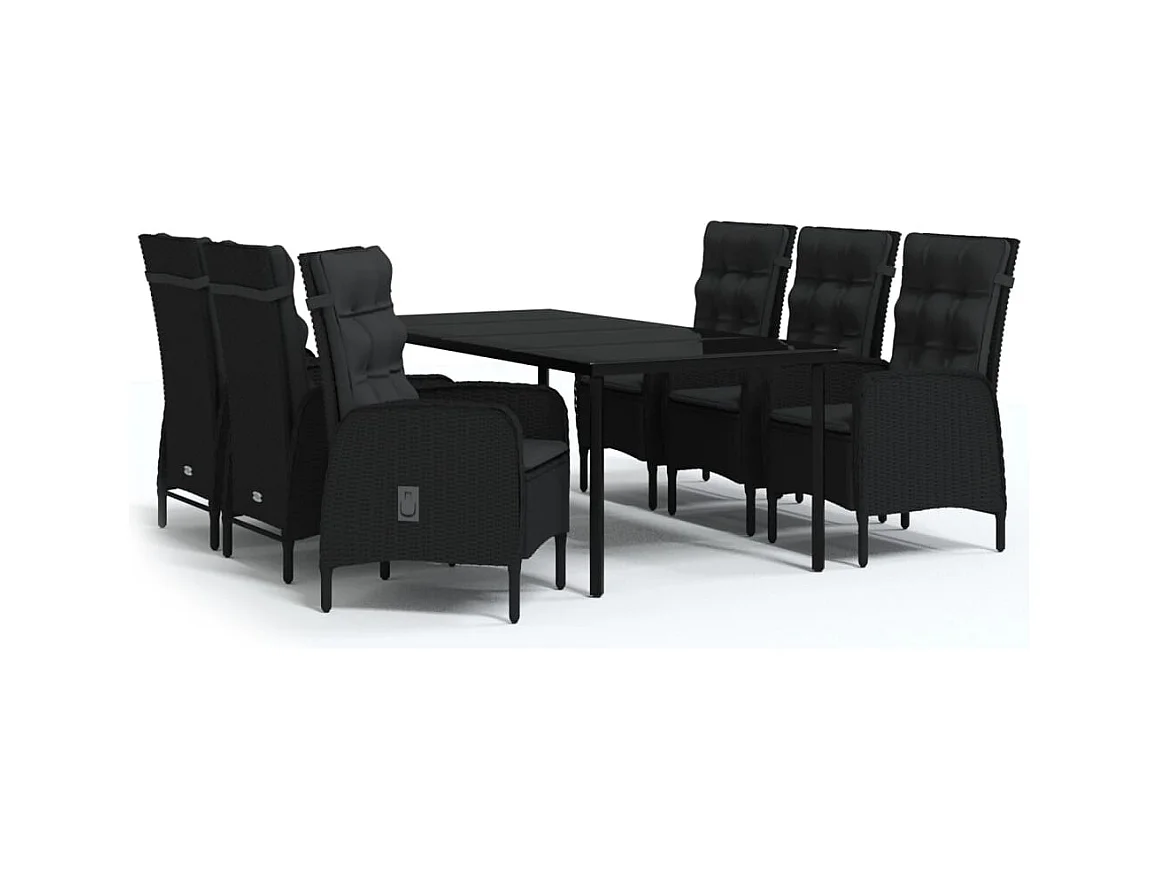 Eliseo  7-delige Tuinset met kussens zwart