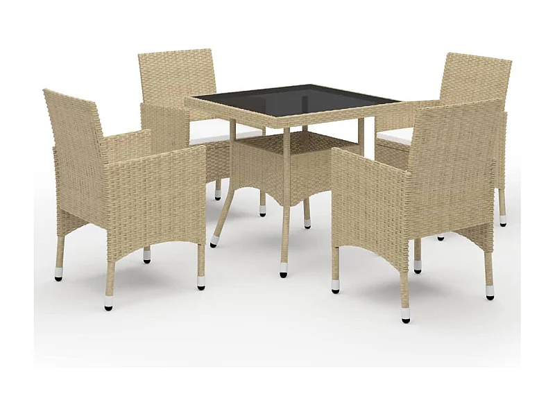 Deerlijk  5-delige Tuinset poly rattan en glas beige