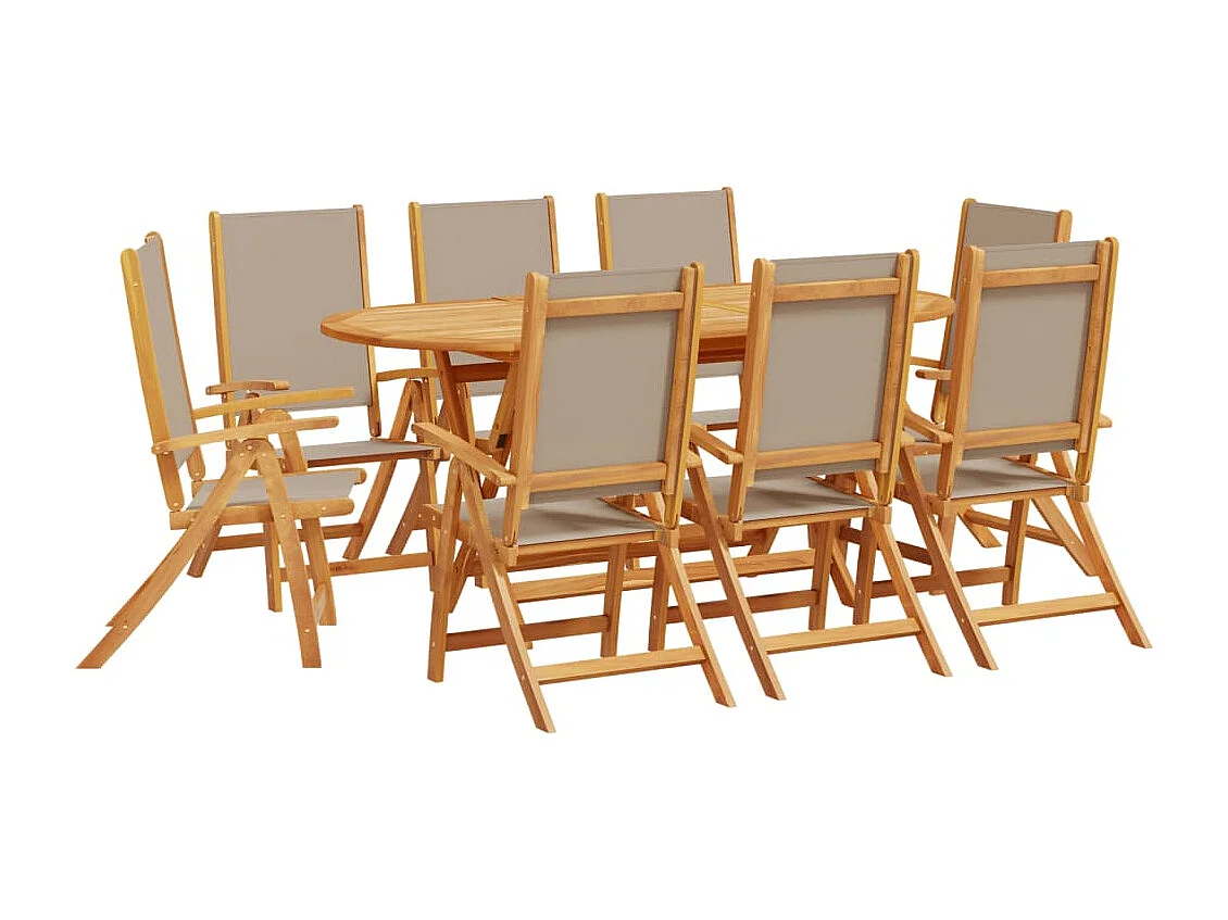 Fjorda  9-delige Tuinset massief acaciahout en textileen