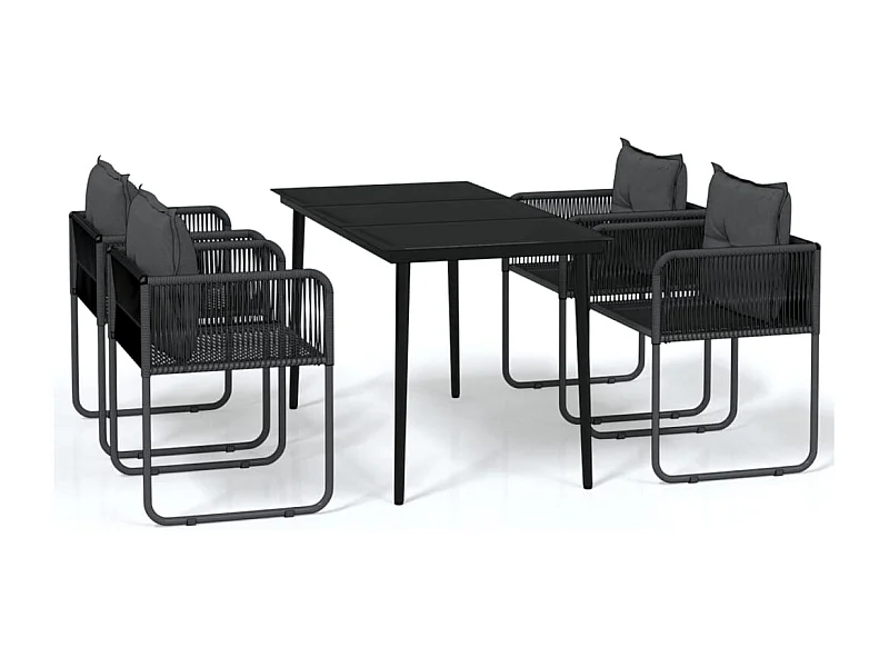 Azzedine  Ensemble à manger de jardin 5 pcs Noir