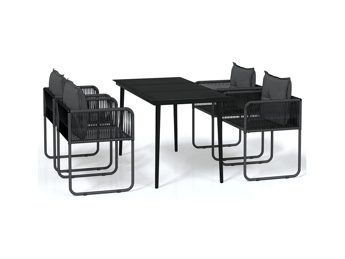 Azzedine  Ensemble à manger de jardin 5 pcs Noir