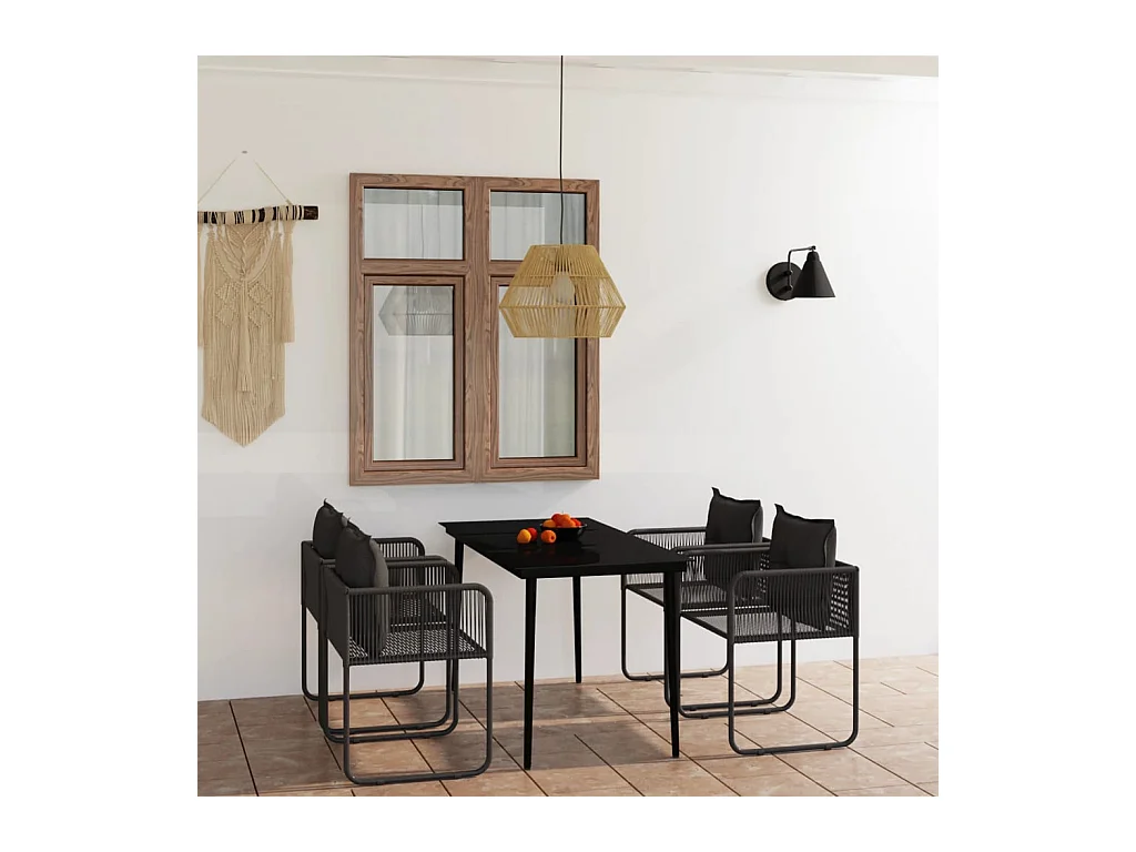 Azzedine  Ensemble à manger de jardin 5 pcs Noir