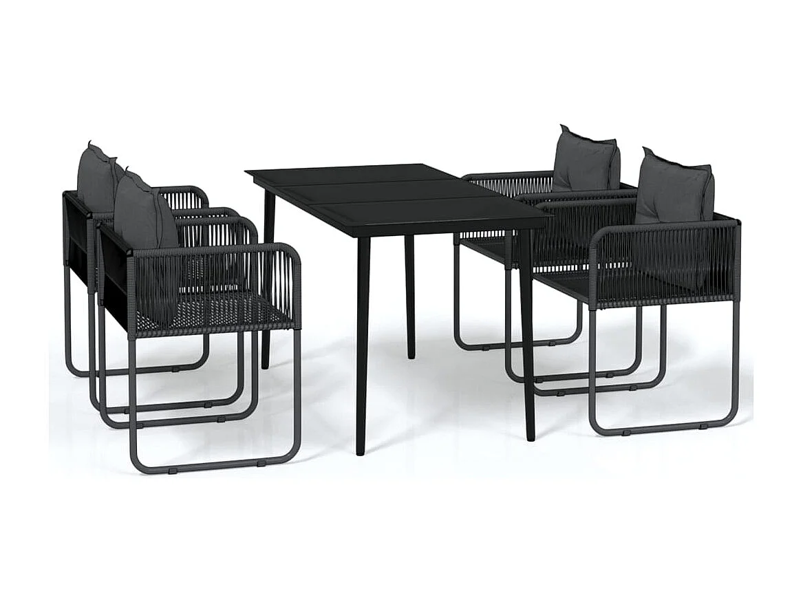 Azzedine  Ensemble à manger de jardin 5 pcs Noir