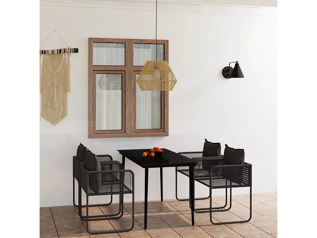 Azzedine  Ensemble à manger de jardin 5 pcs Noir