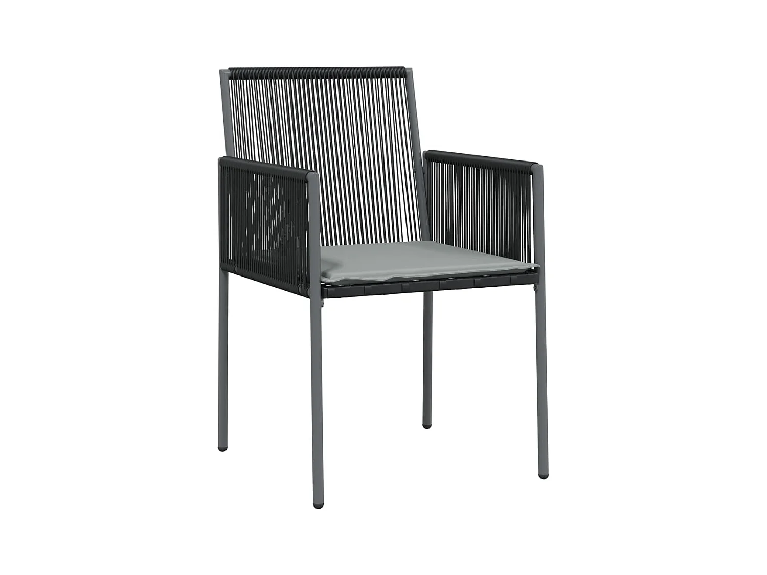 Giovanni Carlo  Ensemble à manger de jardin coussins 7 pcs noir rotin et acier