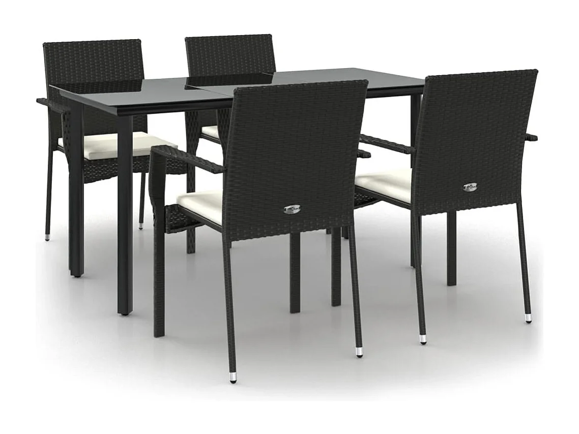 Karl Mason  5-delige Tuinset met kussens poly rattan zwart