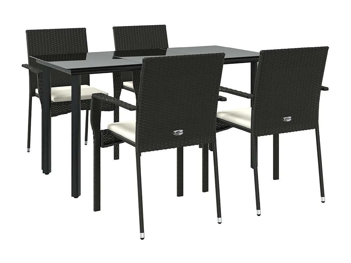 Karl Mason  5-delige Tuinset met kussens poly rattan zwart