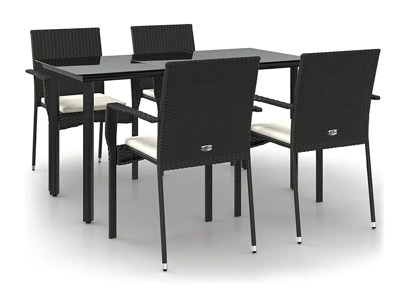 Karl Mason  5-delige Tuinset met kussens poly rattan zwart