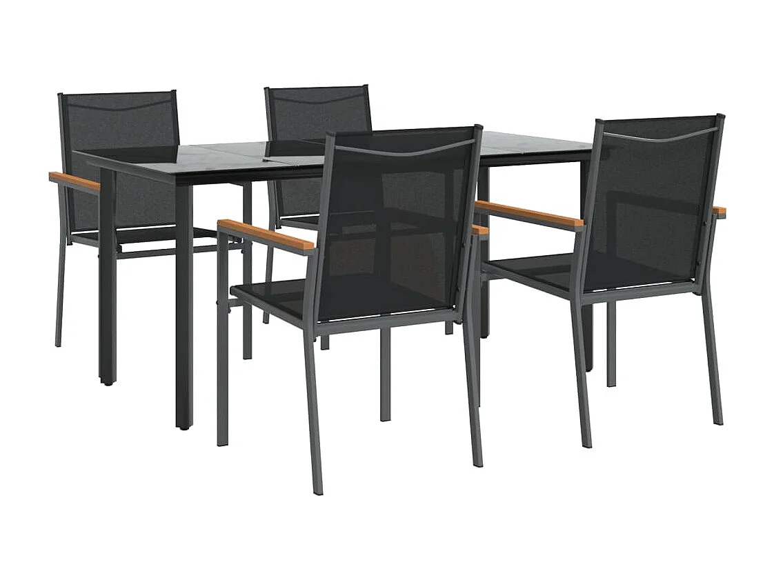 Ivanna  Juego de comedor para jardín 5 piezas acero y textilene negro