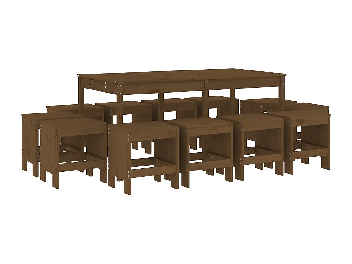 Castleisland  Ensemble à manger de jardin 13 pcs marron miel bois pin massif