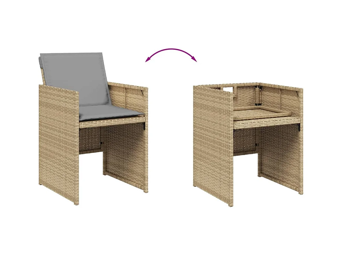 Jeroen  15-delige Tuinset met kussens poly rattan gemengd beige