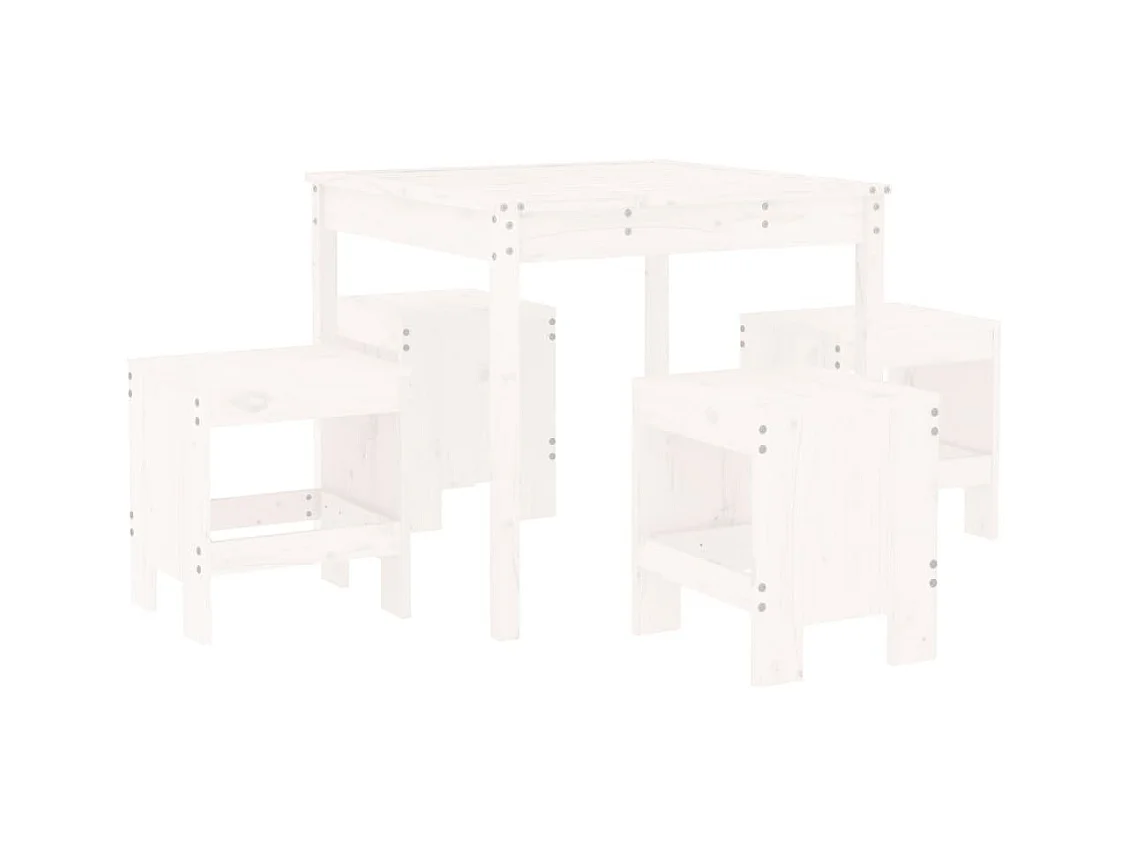 Vienna  Ensemble à manger de jardin 5pcs blanc bois massif de pin
