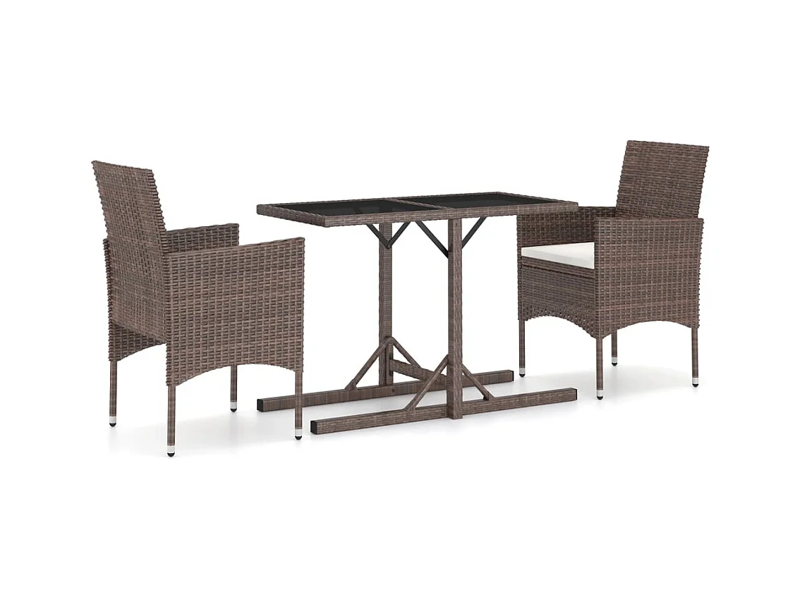 Brysin  Juego de comedor para jardín de 3 piezas marrón