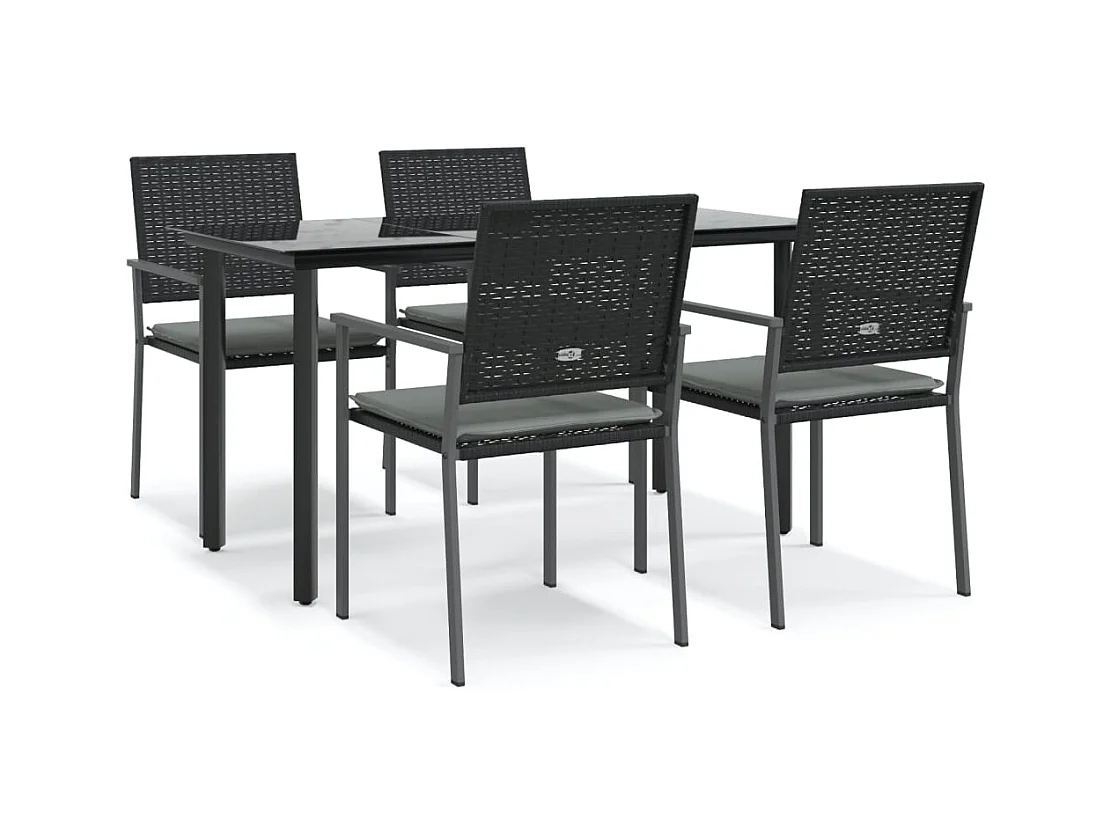 Timothy Scott  Ensemble à manger de jardin 5 pcs coussins résine tressée acier