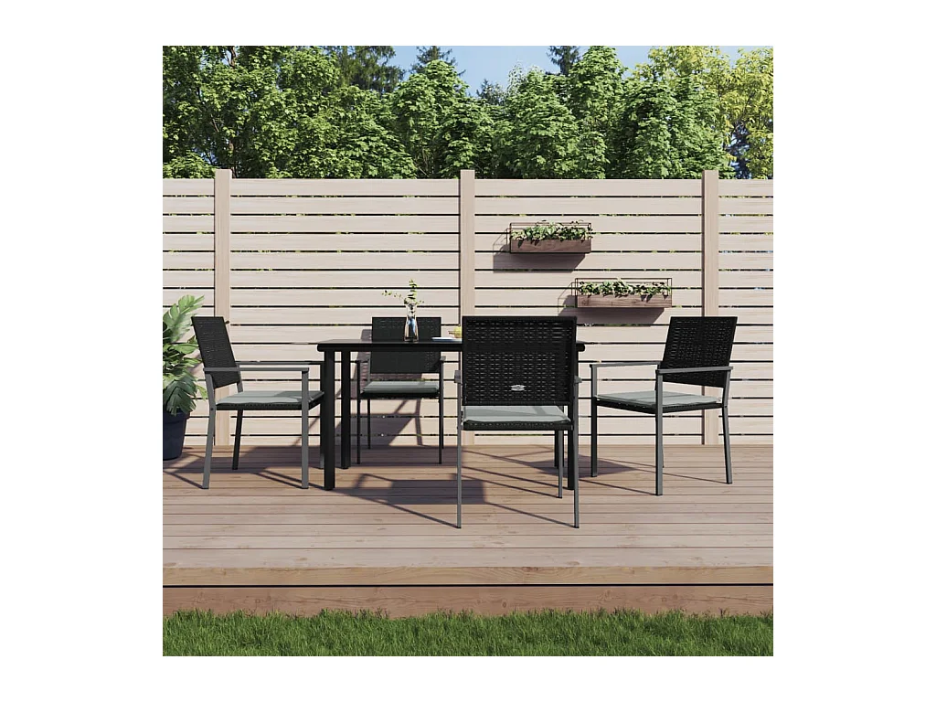 Timothy Scott  Ensemble à manger de jardin 5 pcs coussins résine tressée acier