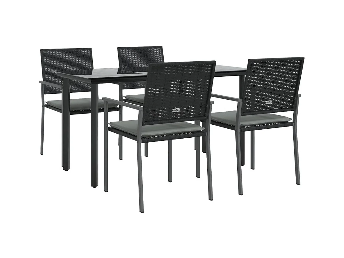 Timothy Scott  Ensemble à manger de jardin 5 pcs coussins résine tressée acier